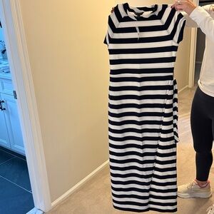 Brooks Brothers Navy and White Striped Dress